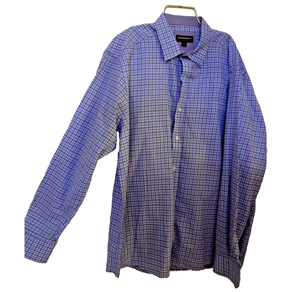 Johnston Murphy Mens Houndstooth Preppy Check LS shirt sz XL `100% cotton